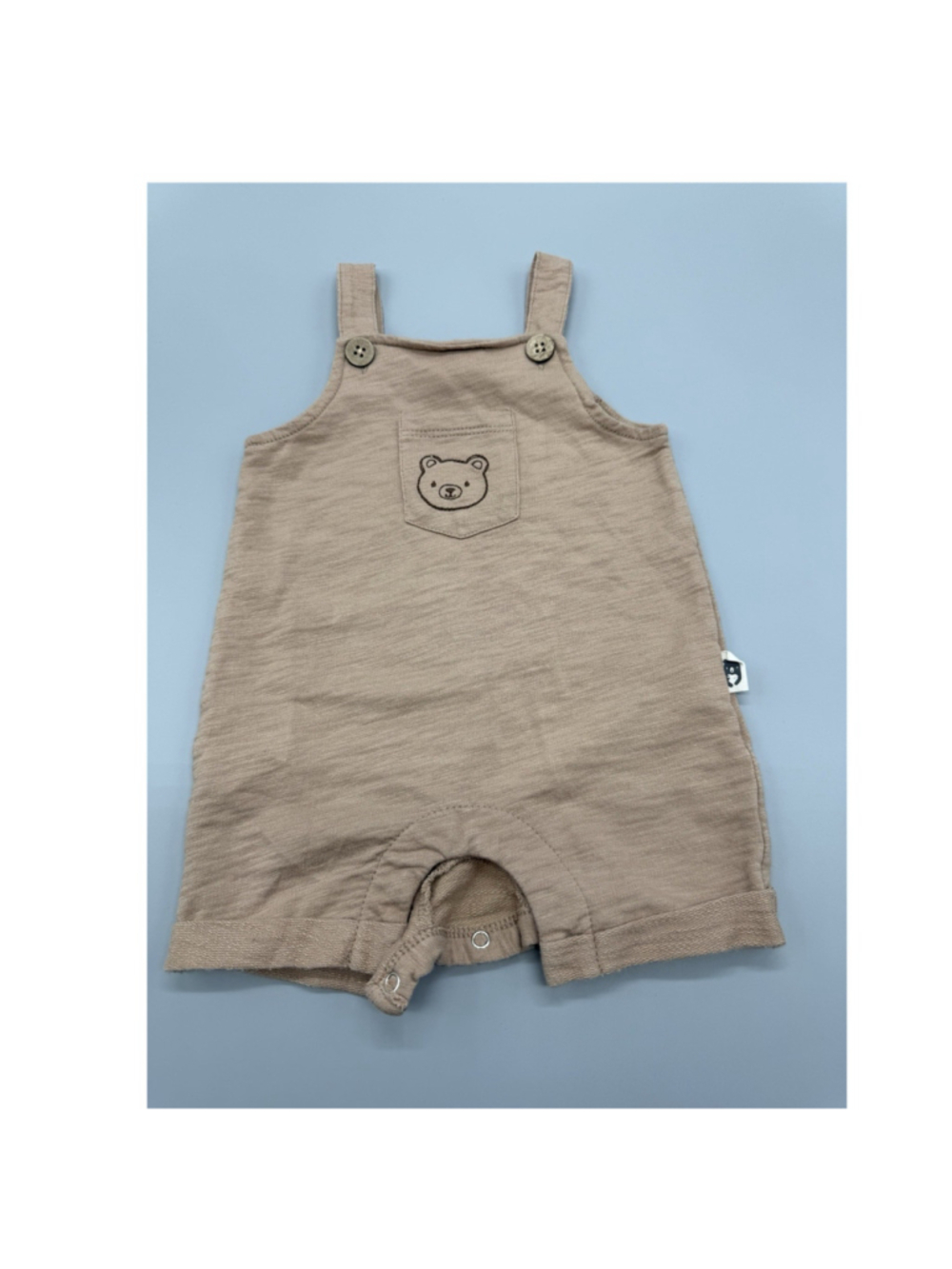 Rabbit Bear Organic Beige Bear 6-9 Months Sleeveless Cotton Romper One-Piece